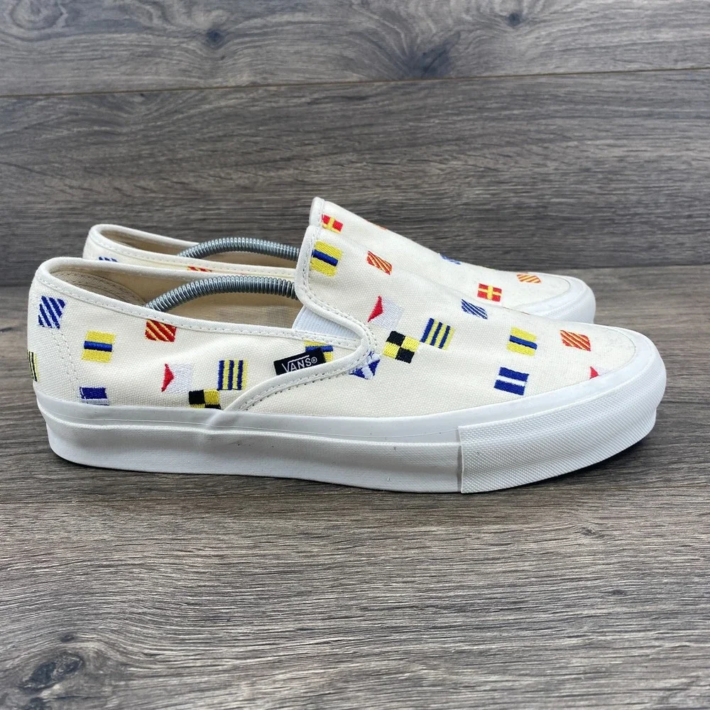 VANS OG Style 48 LX Maritime Flags Slip On Shoes‎ Men's Size 9 White 721454
